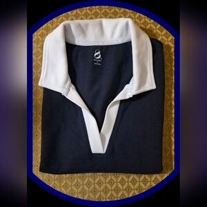 Lou & Grey Navy Blue Polo/Rugby w/White Collar & Trim